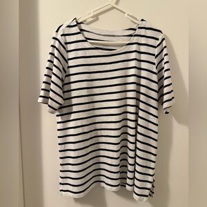 J. Jill 100% Pima Cotton Slub Scoop Neck Side Slit Nautical Striped T Women’s M